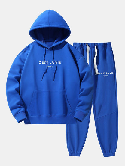 Paris Print Cotton Blend Hoodie & Jogger Pants